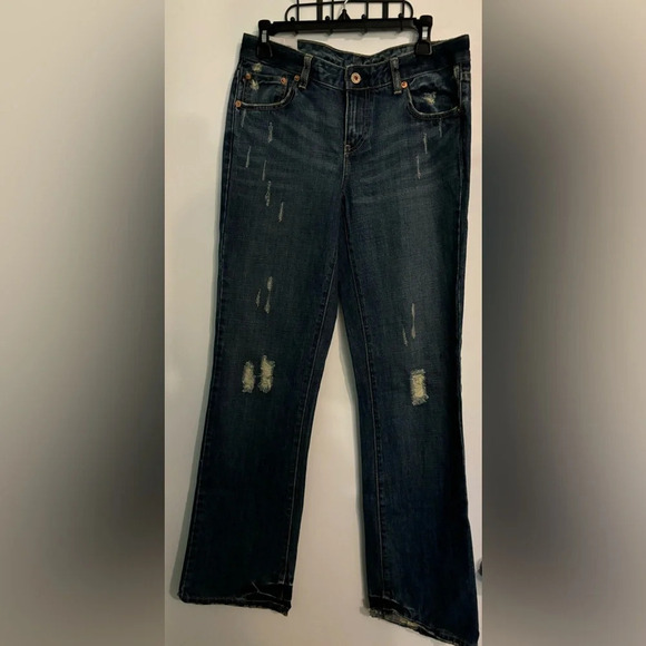 Polo Jeans Company by Ralph Lauren Womens Sz 8 Dark Wash Distressed Mid-Rise - Picture 1 of 14